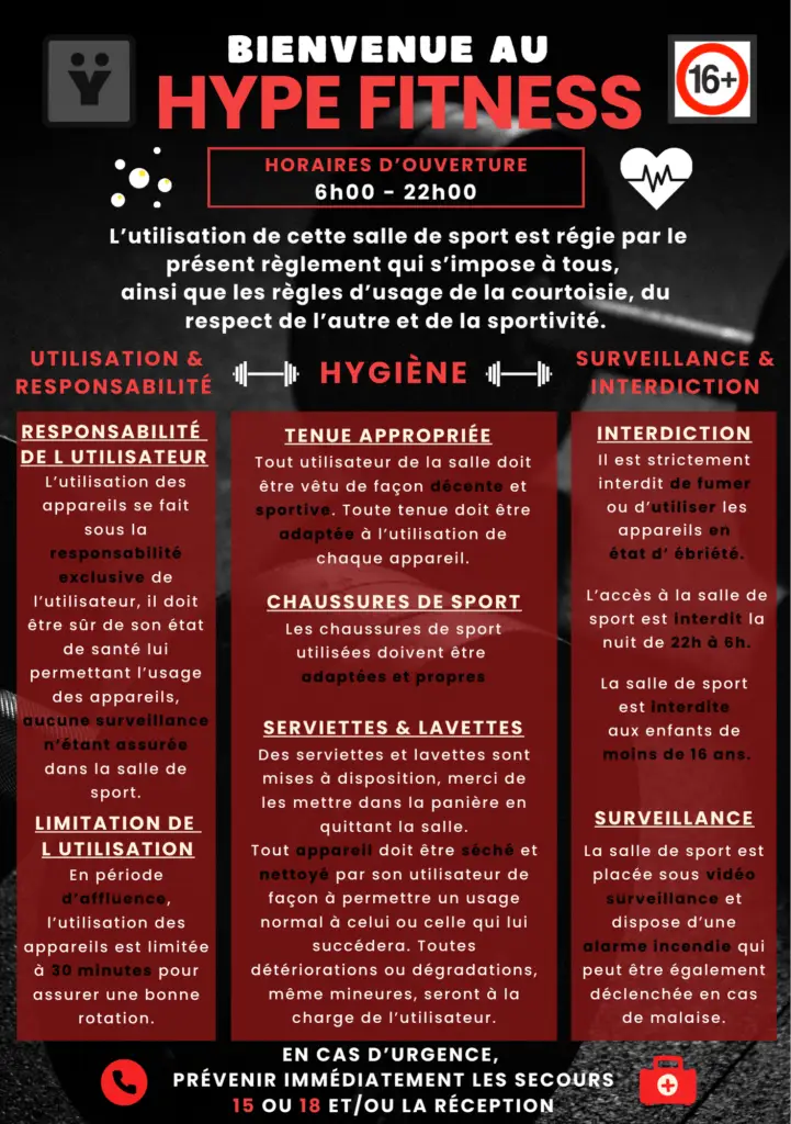 règlement hype fitness